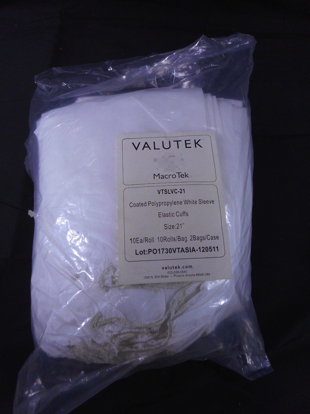 VALUTEK MacroTek Polypropylene Sleeves For Cleanrooms 21” VTSLVC21