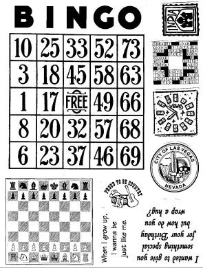Unmounted Rubber Stamp Plate, Bingo, Unmounted/Uncut Pink Rubber Stamps