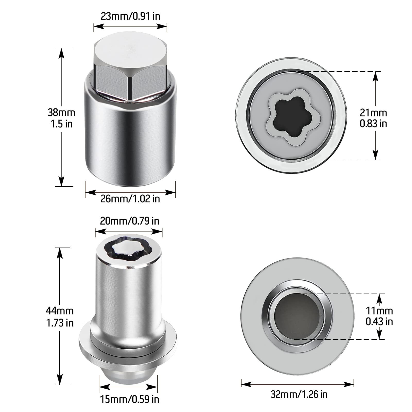 M12 x 1.5 Wheel Lock Key 1.73" Lug Nut Compatible with Toyota Camry Lexus Tac...