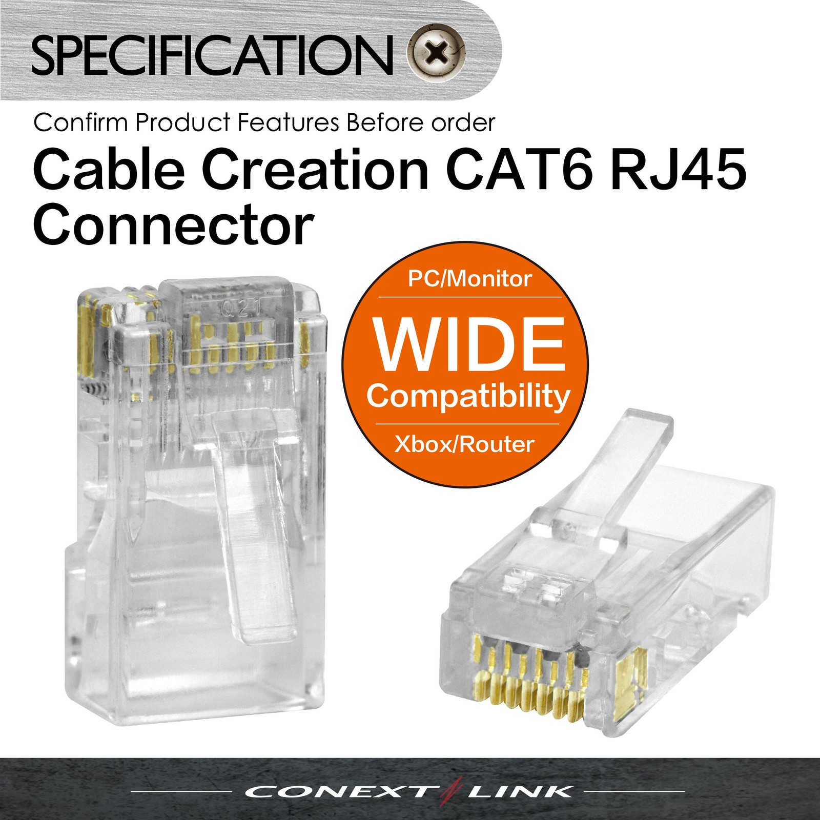 100pcs RJ45 8P8C CAT6 Modular Plug Network Cable Lan Connector End Internet