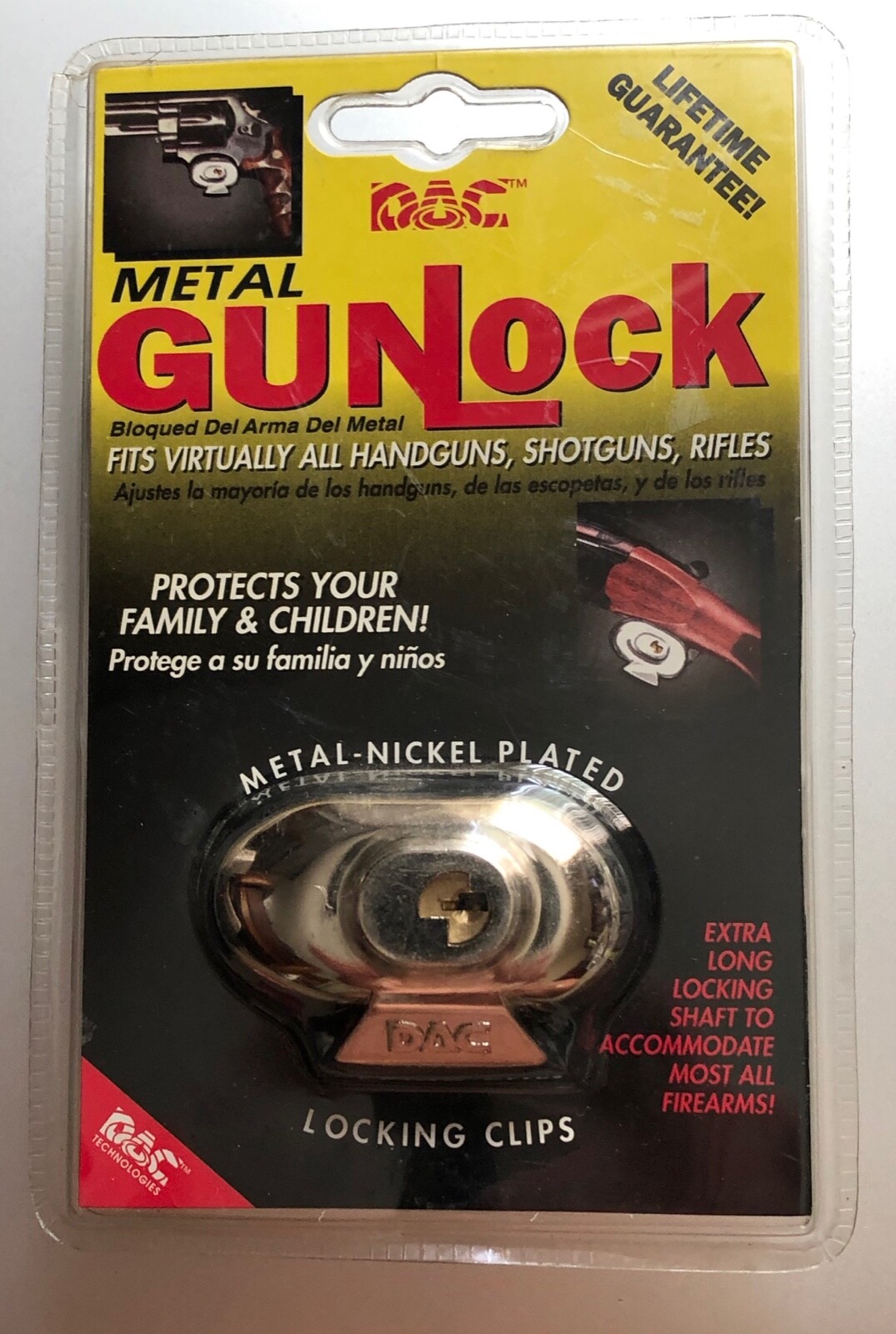 NEW DAC Metal Nickel Plated Gun Trigger Lock for Handguns, Shotguns & Rifles