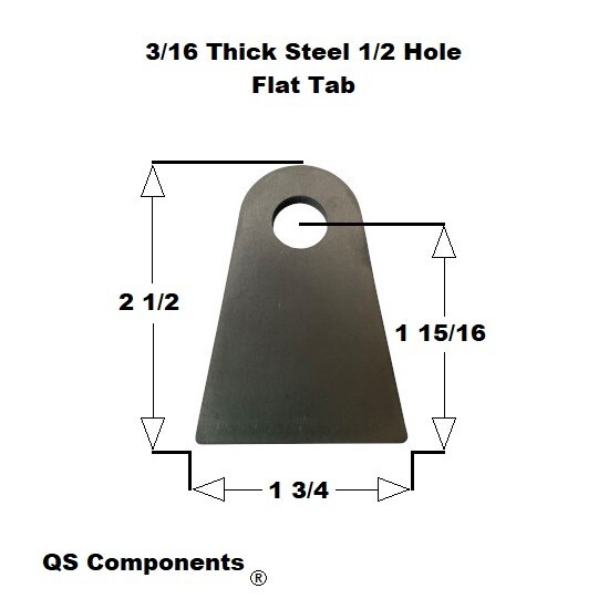 Chassis Rod End Tab 1/2" Hole 3/16" Thick 2 1/2" Tall Steel Flat Tab Weldable