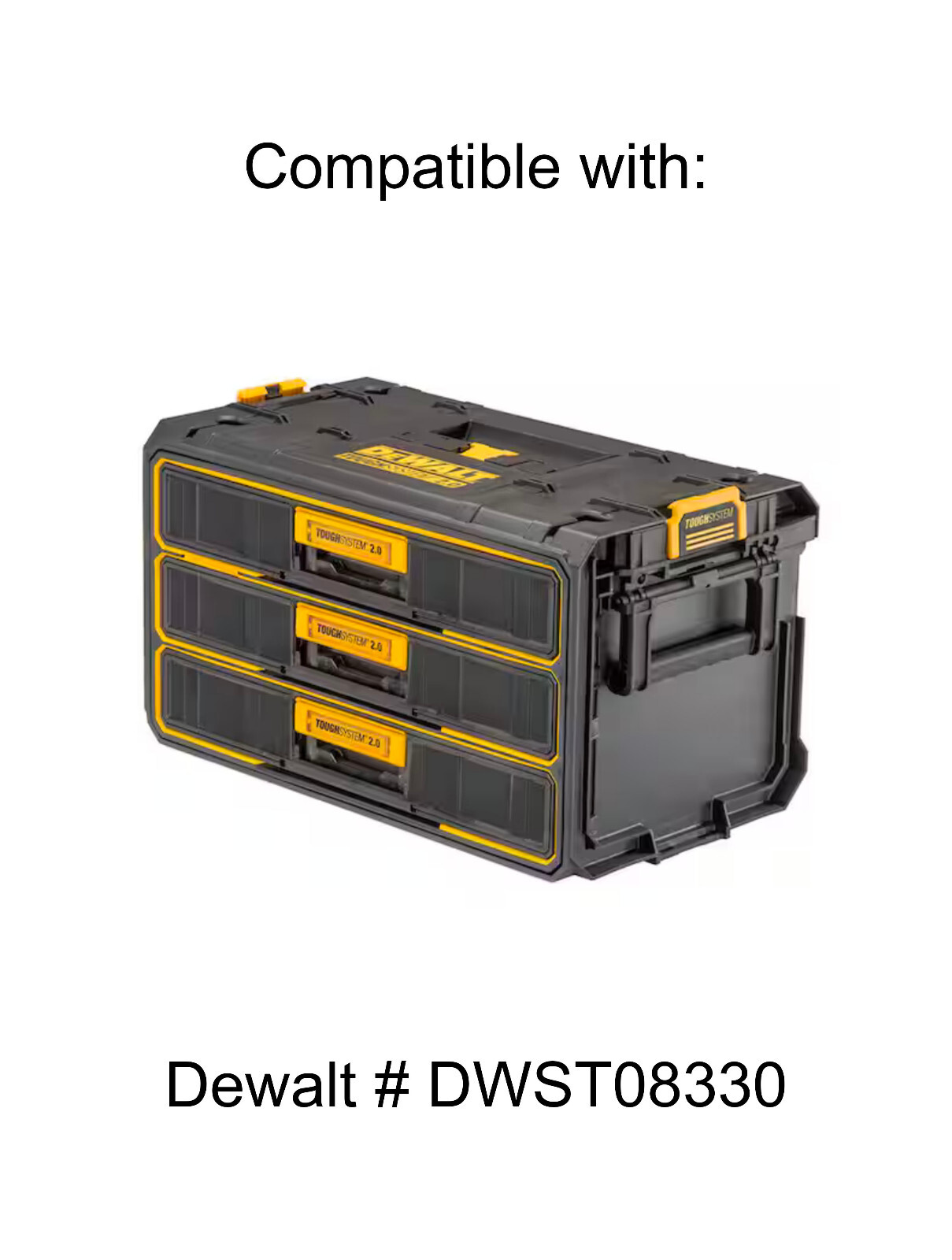 Dewalt ToughSystem 2.0 3 Drawer Tool Box Case Compatible Organizer Med Bin Set
