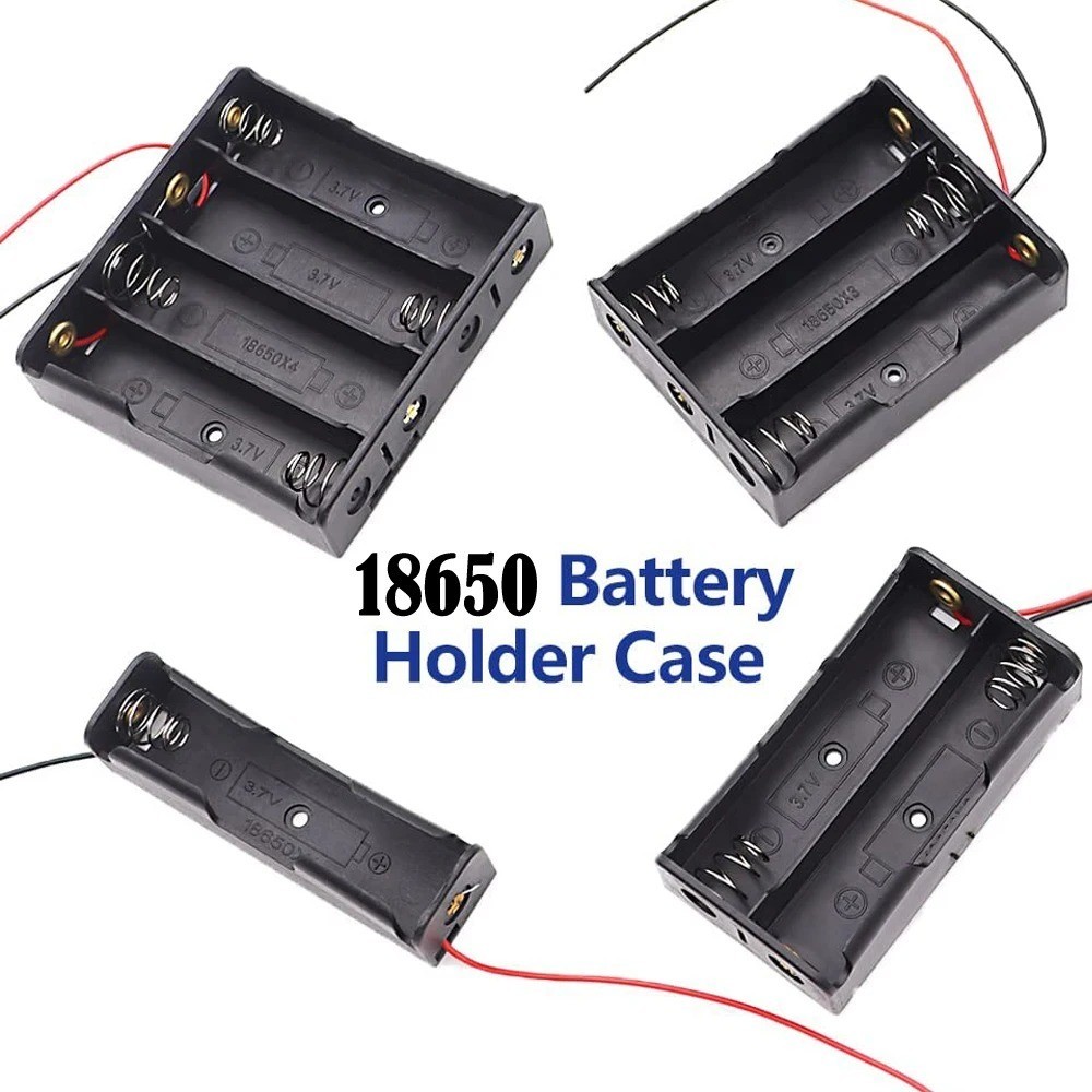 3pcs 18650 Battery Holder Box 1 Slot 3.7V Storage Case with Wire Leads