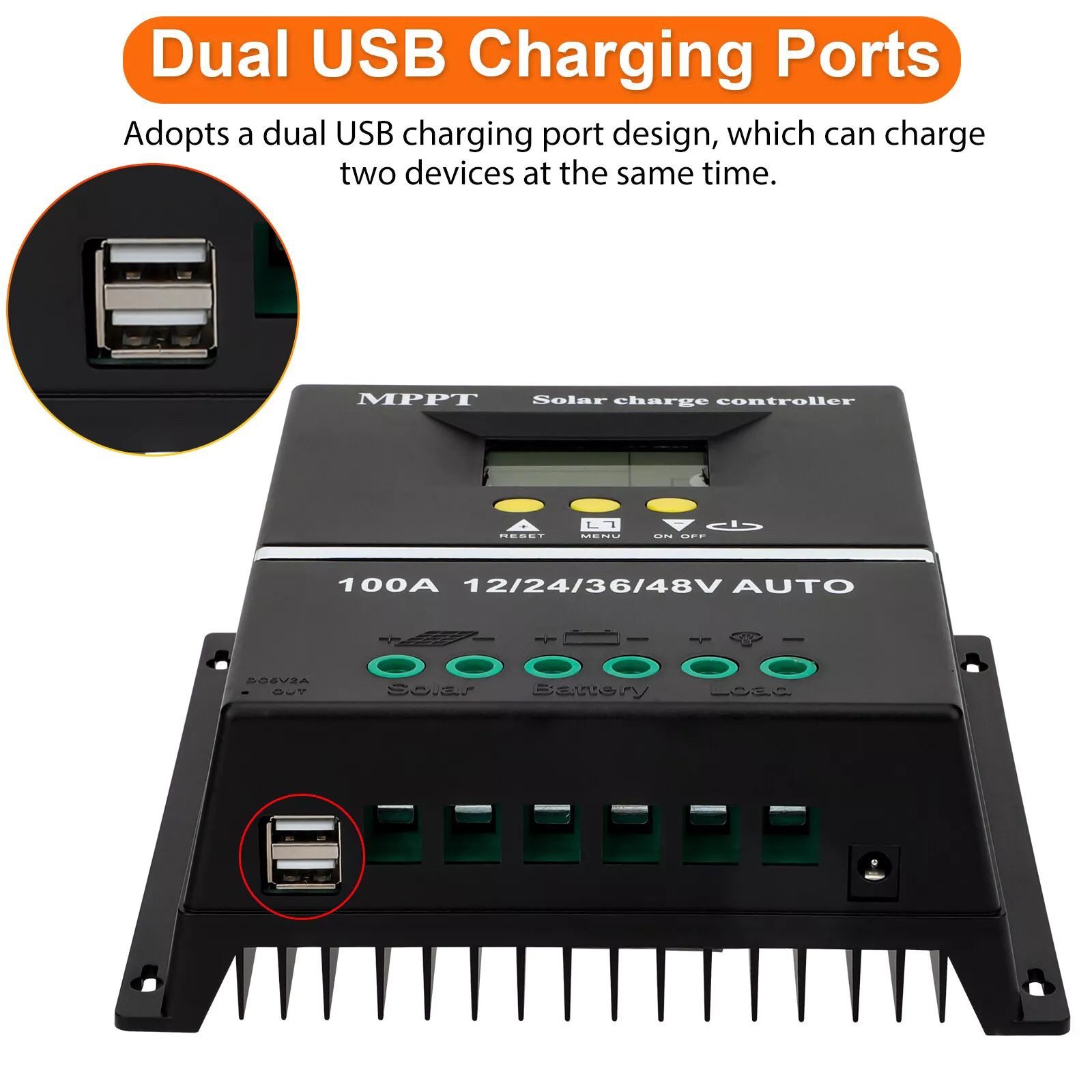 100A MPPT Solar Charge Controllers 12V 24V 36V 48V Convenient for Solar Panel