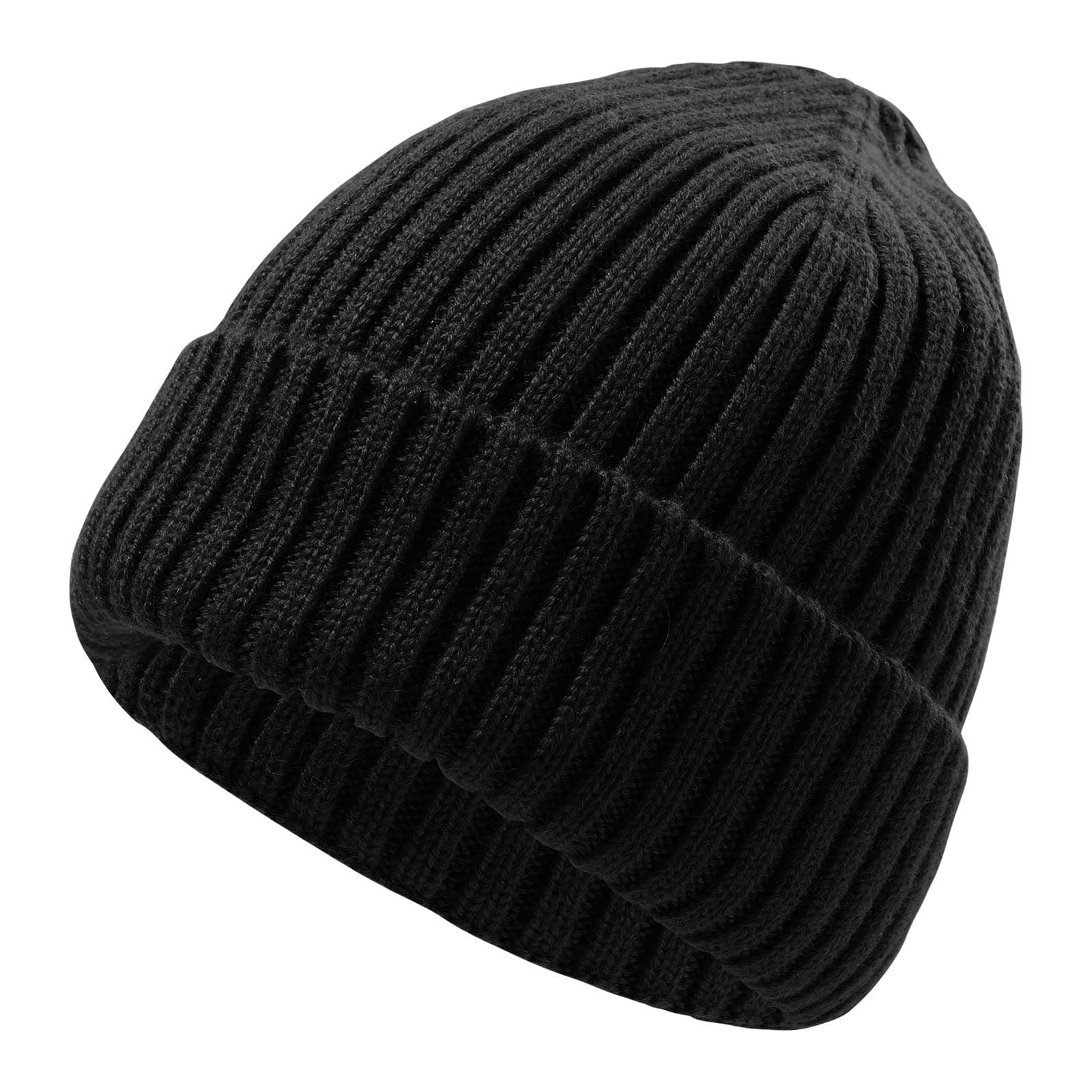LUCKYBUNNY Kids Wool Beanie Hat Toddler Warm Winter Knit Caps One Size, Black