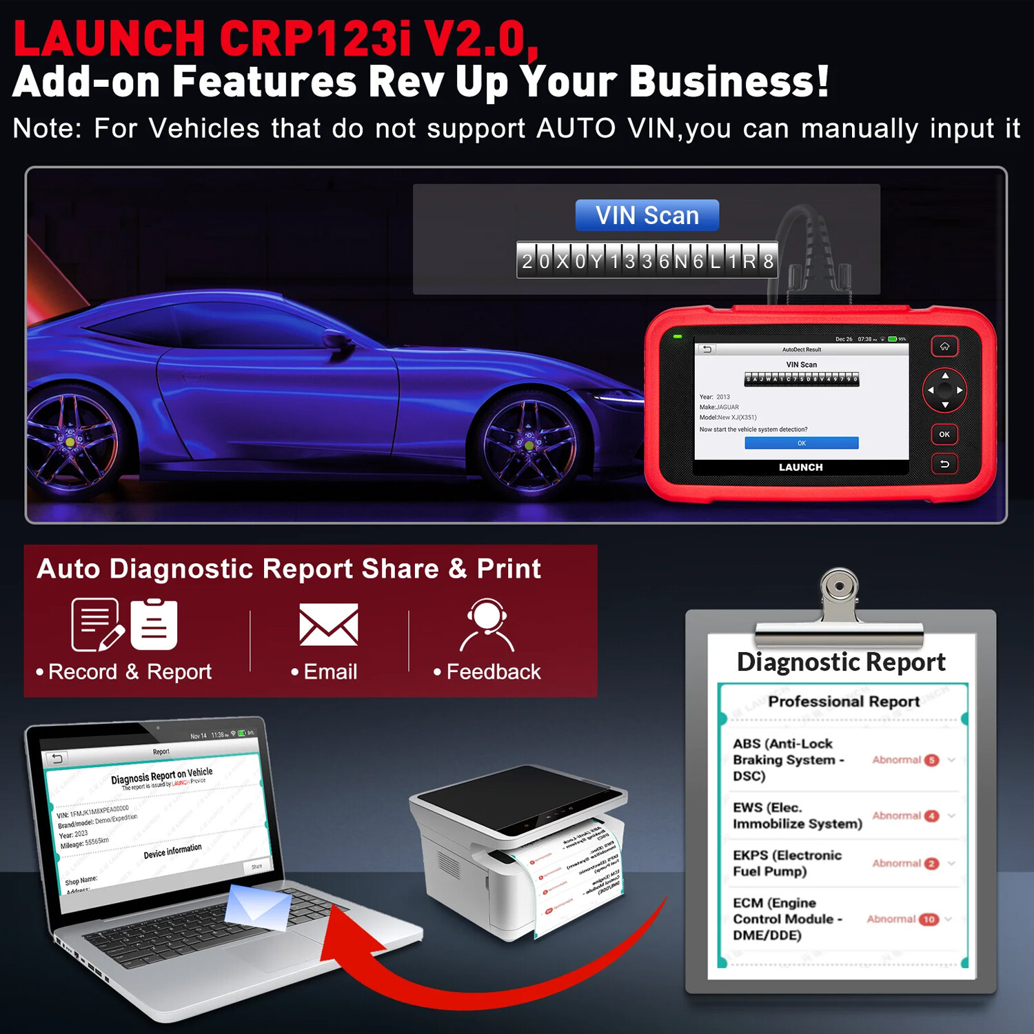 LAUNCH CRP123I V2.0 OBD2 Scanner Car Engine ABS SRS AT Auto Diagnostic Scan Tool