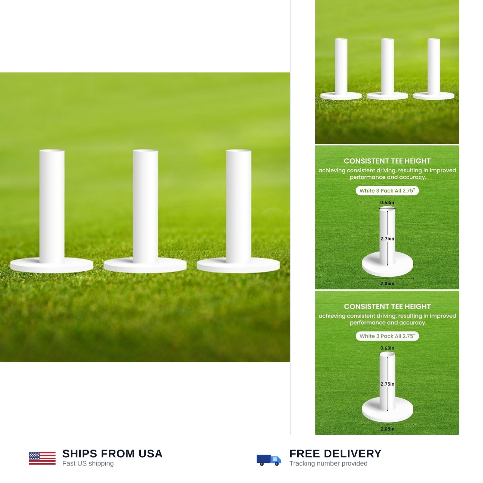 FINGER TEN Golf Rubber Tees for Practice Mat 3/4 Pack | Mat compatible rubber...