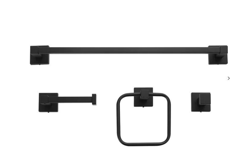 Globe Electric Dakota 4 Piece Bathroom Hardware Set Matte Black New