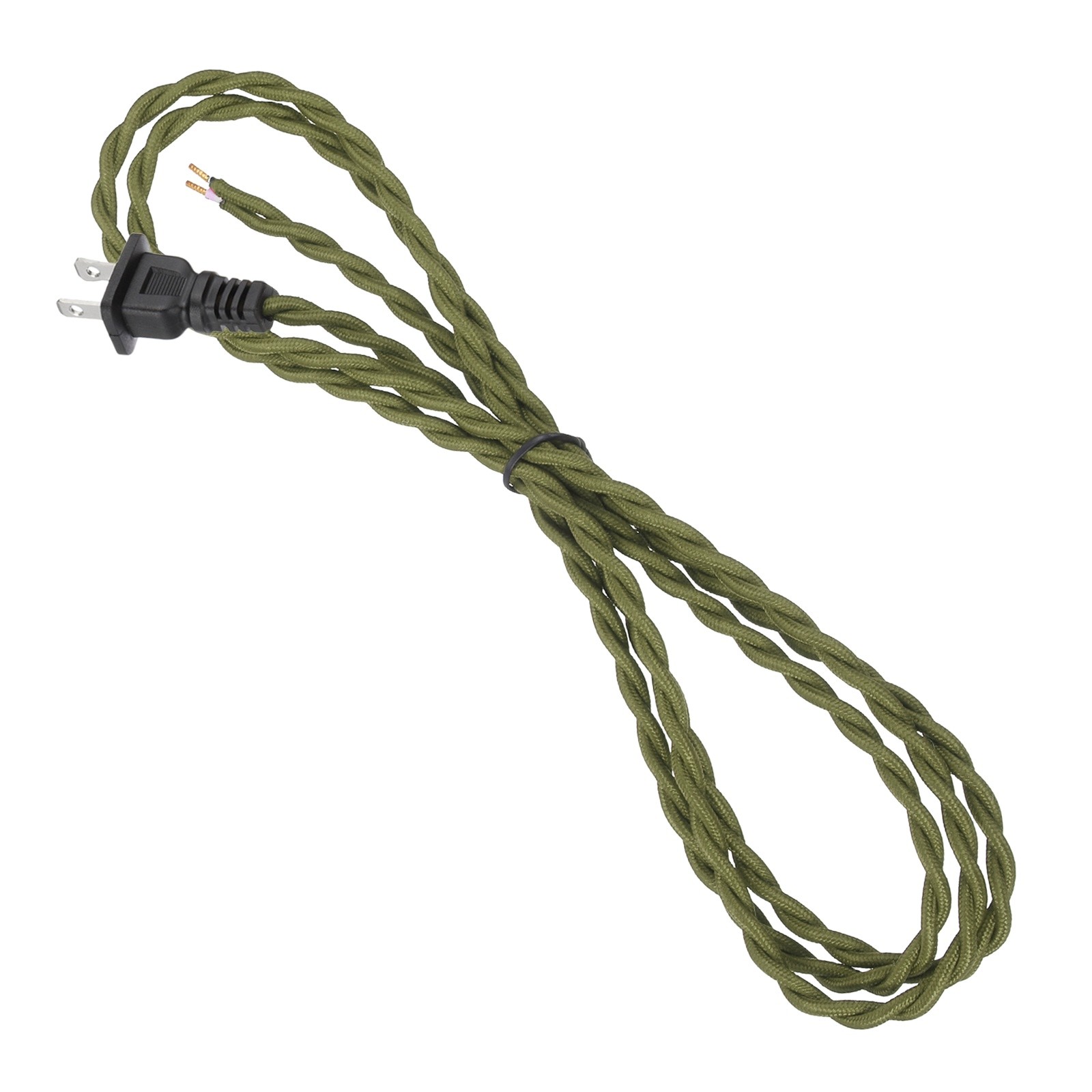 1 Pcs 8Ft 18/2 Twisted Cloth Lamp Cord with Plug, Bronze