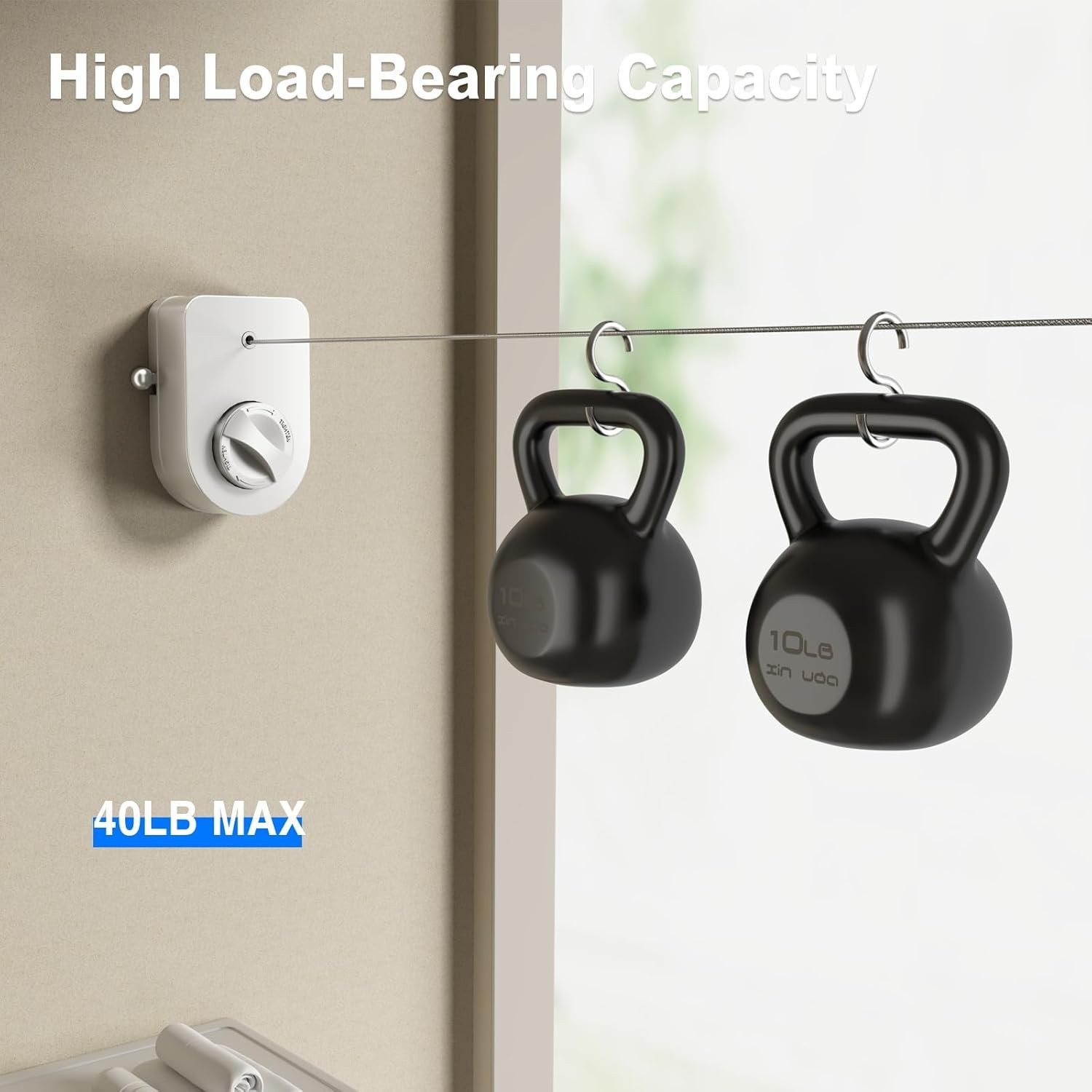 Stainless Steel Retractable Clothesline - 13.8 ft Non-Sagging Solution