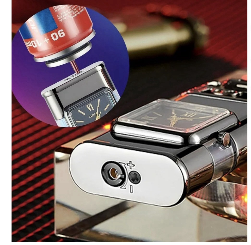 Windproof Lighter Vintage Watch Bezel Jet Flame Men's Cool Dual Flame Lighter