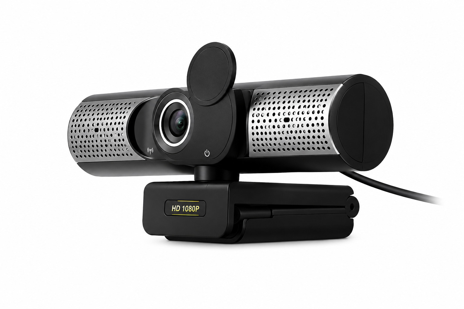 1080P HD USB Webcam with Microphone, Speakers & Tripod Mount for PC Laptop