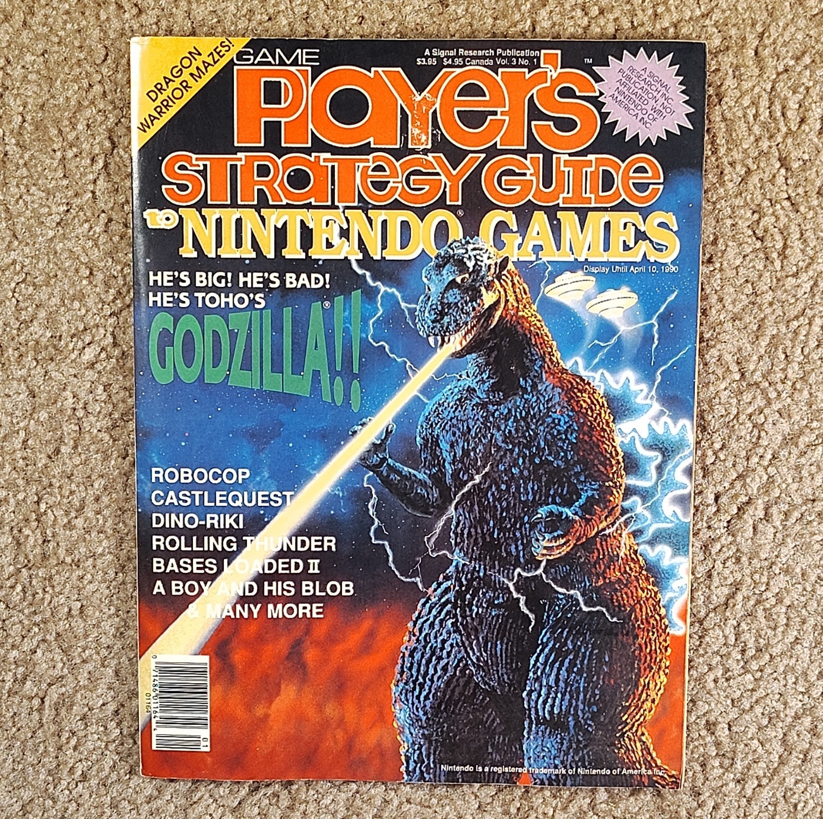 Signal Research Strategy Guide Nintendo Vol. 3 No. 1 Godzilla Robocop