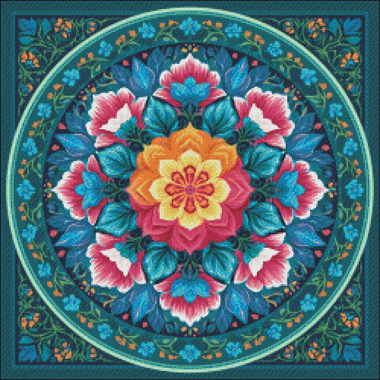 Mandala Pattern 10 DIY Chart Counted Cross Stitch Patterns Needlework DMC Color