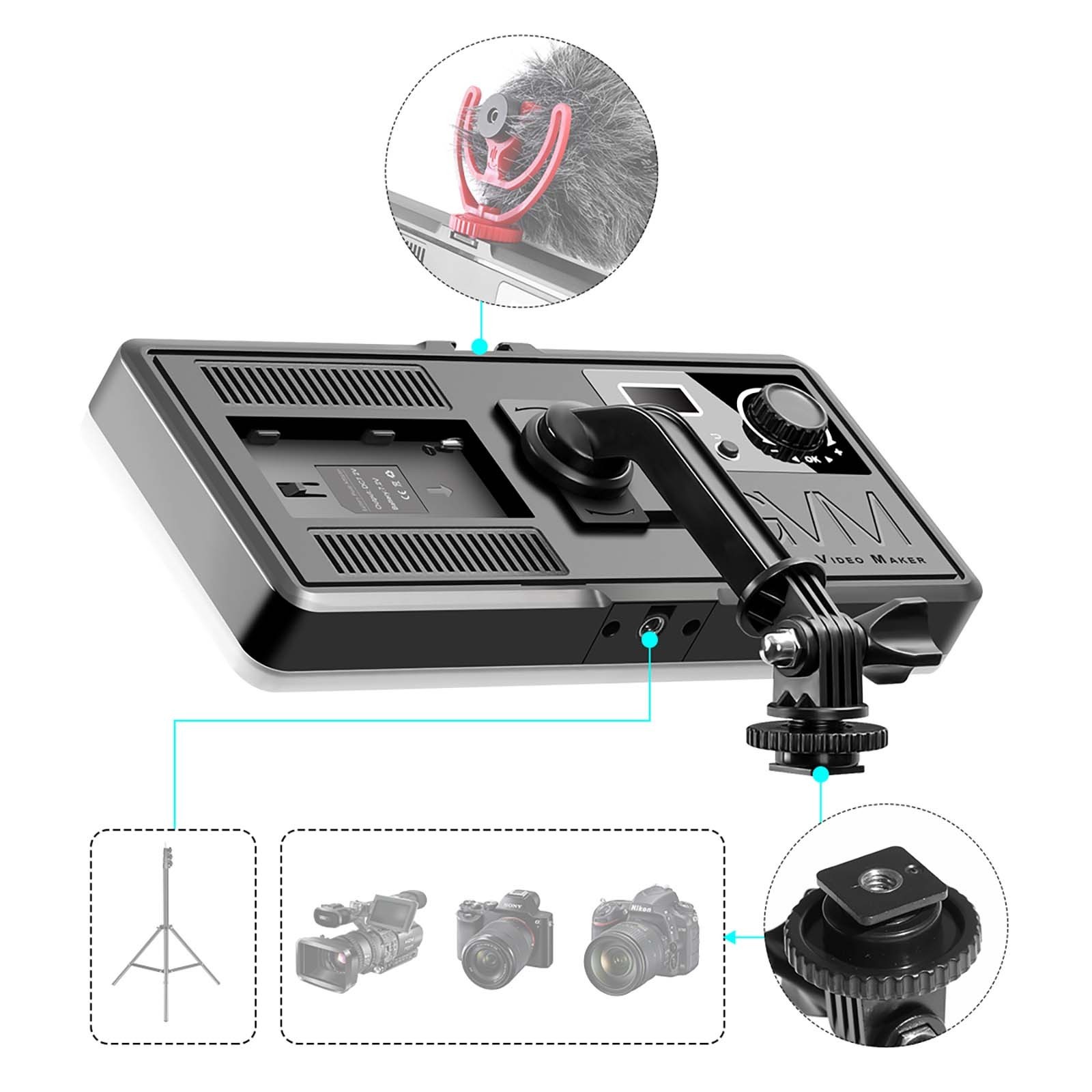 GVM On-Camera Portable RGB 162 LED Panel Video Fill Light APP Control for Camera