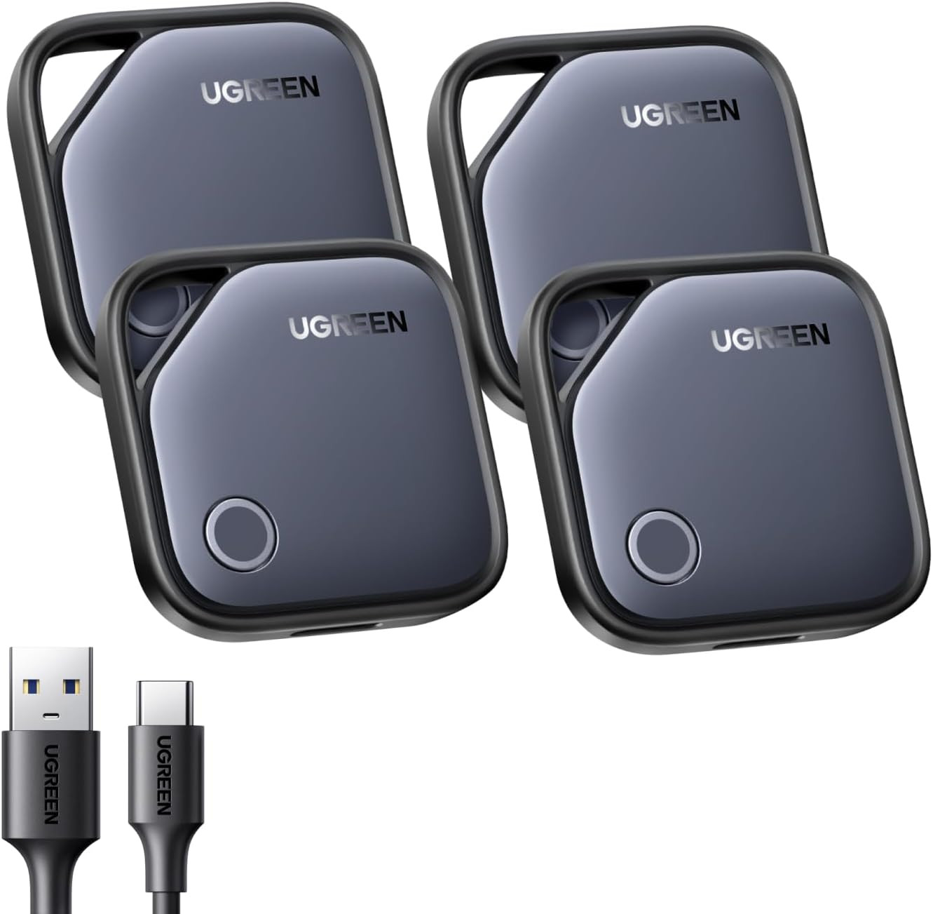 UGREEN Finetrack Air Tracker Tags 2 Pack, 1-Year USB-C Rechargeable Battery