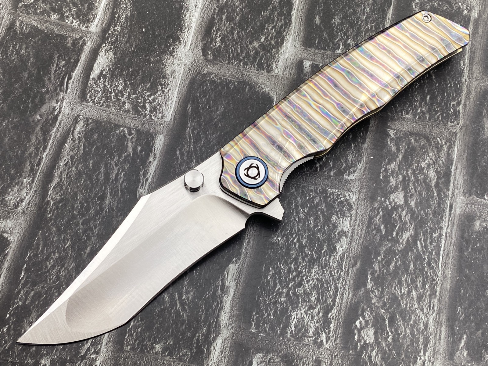 SixLeaf SL-91-Fire Folding Knife 10Cr15Mov Blade Titanium Handle Pocket Knife
