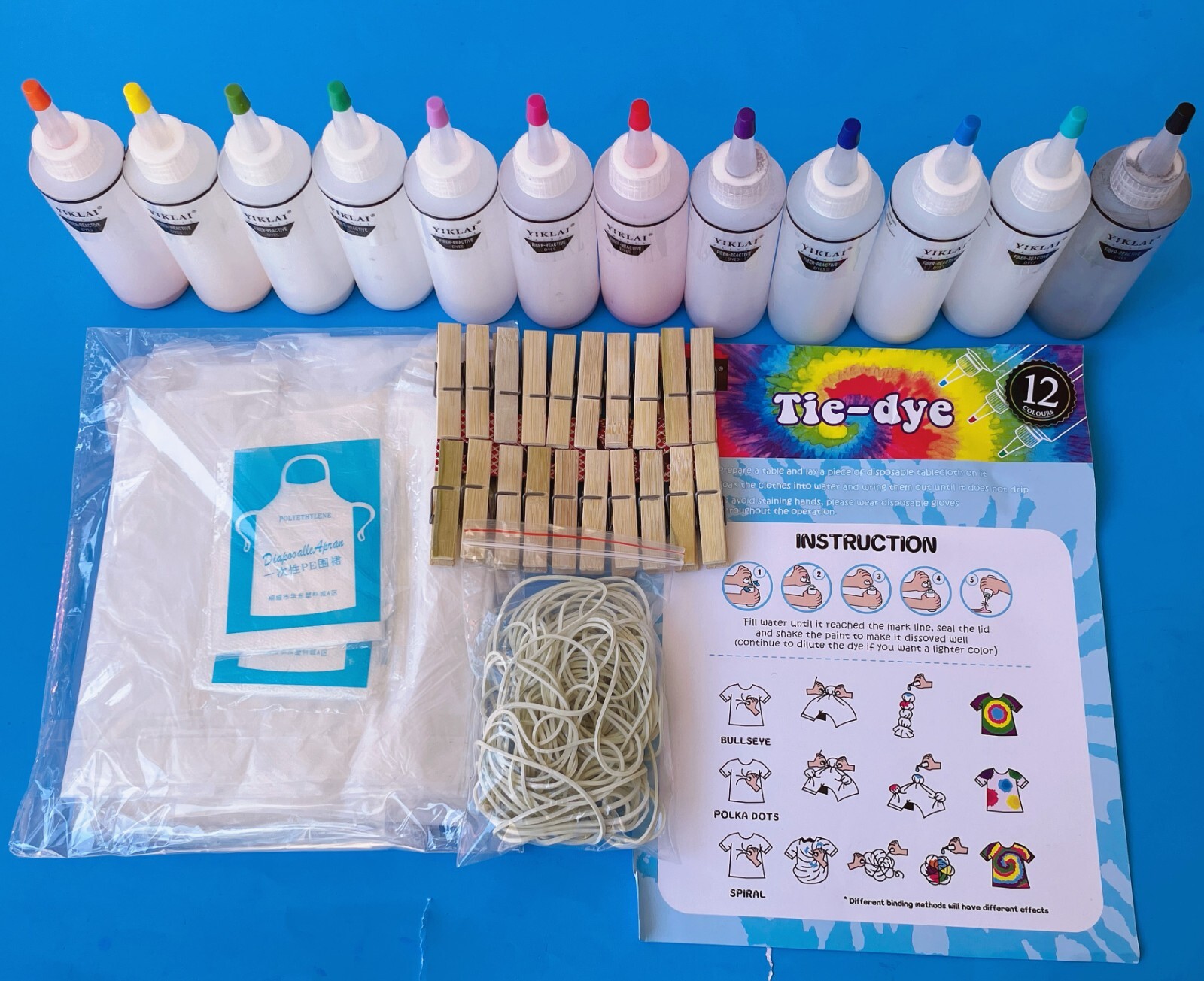 Tie Dye Kit 12 Colors Shirt Fabric Dye Paints for Clothes Shirt Dress DIY set