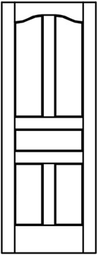 5 Panel Flat Traditional Eyebrow Top Interior Wood Doors - 20 Species Model# 5EM