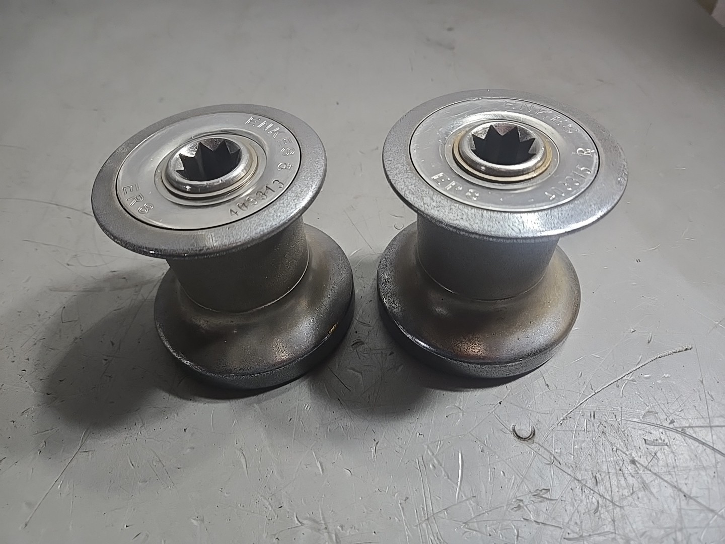 Pair Of sailboat Winch ENKES ER8  Made In The Netherlands  Cromed