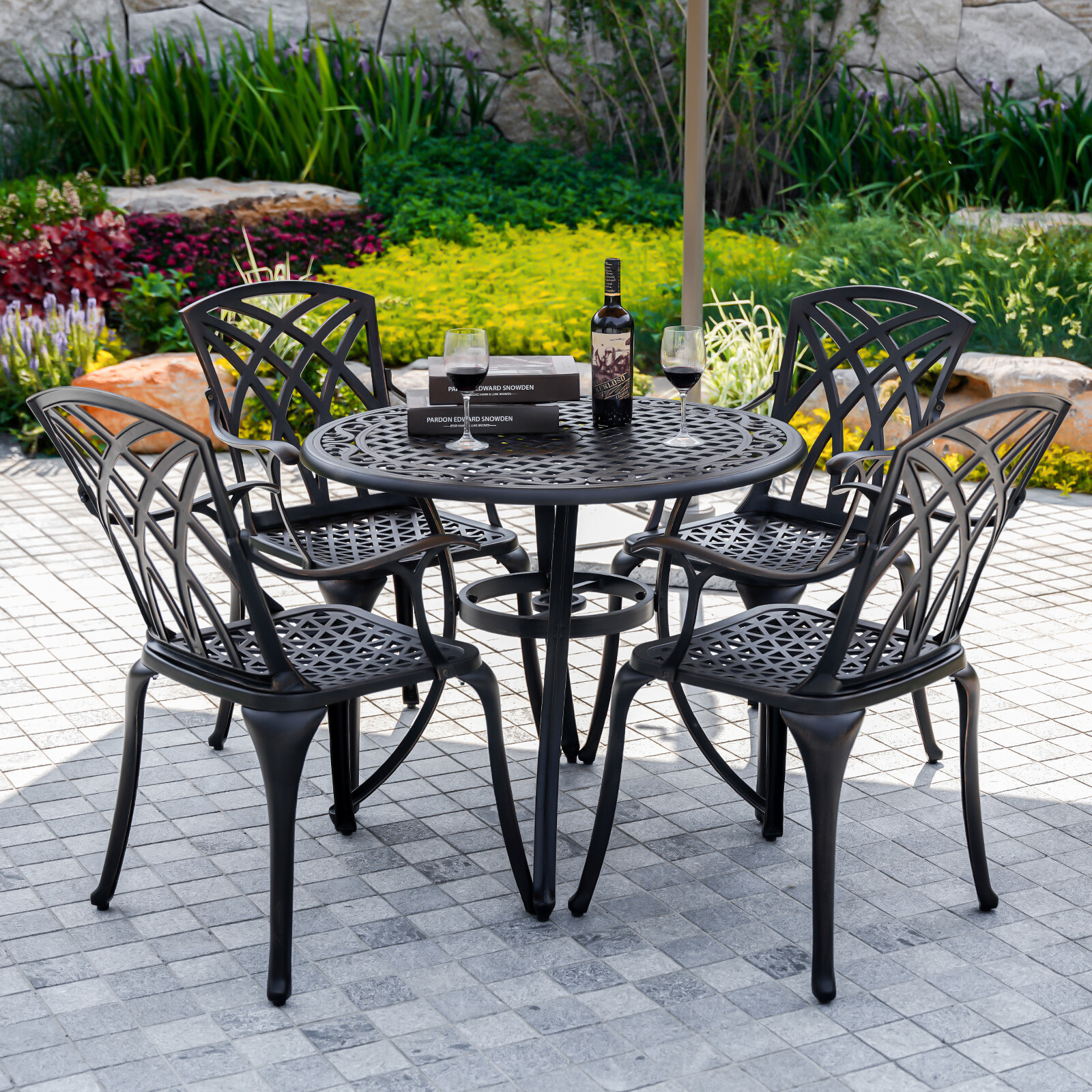 Outdoor Patio Bistro Dining Chair Set 2,All Weather Dining Chair for Yard,Bronze