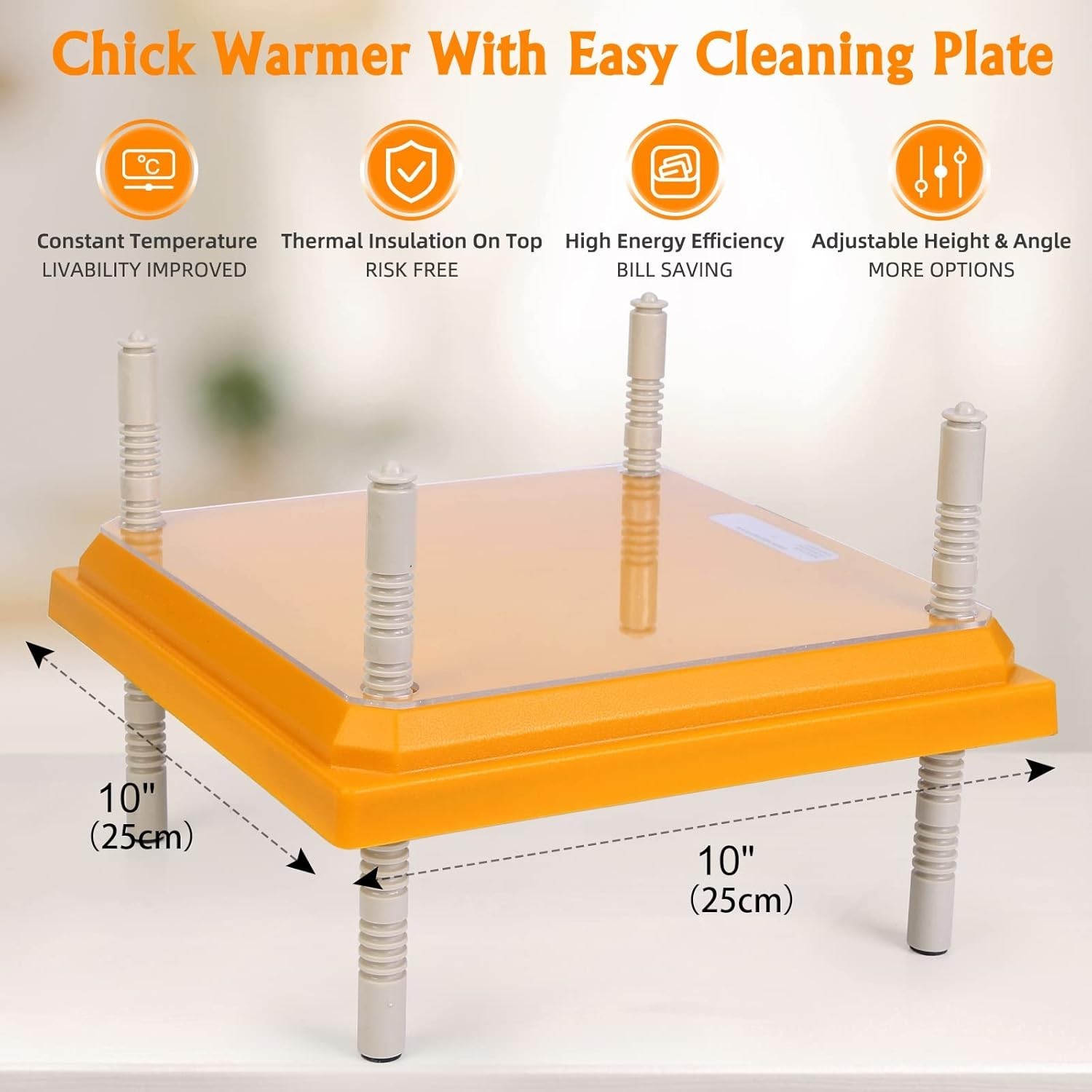 Electric Heating Plate for Chicks with Multiple Height Options and Insulation