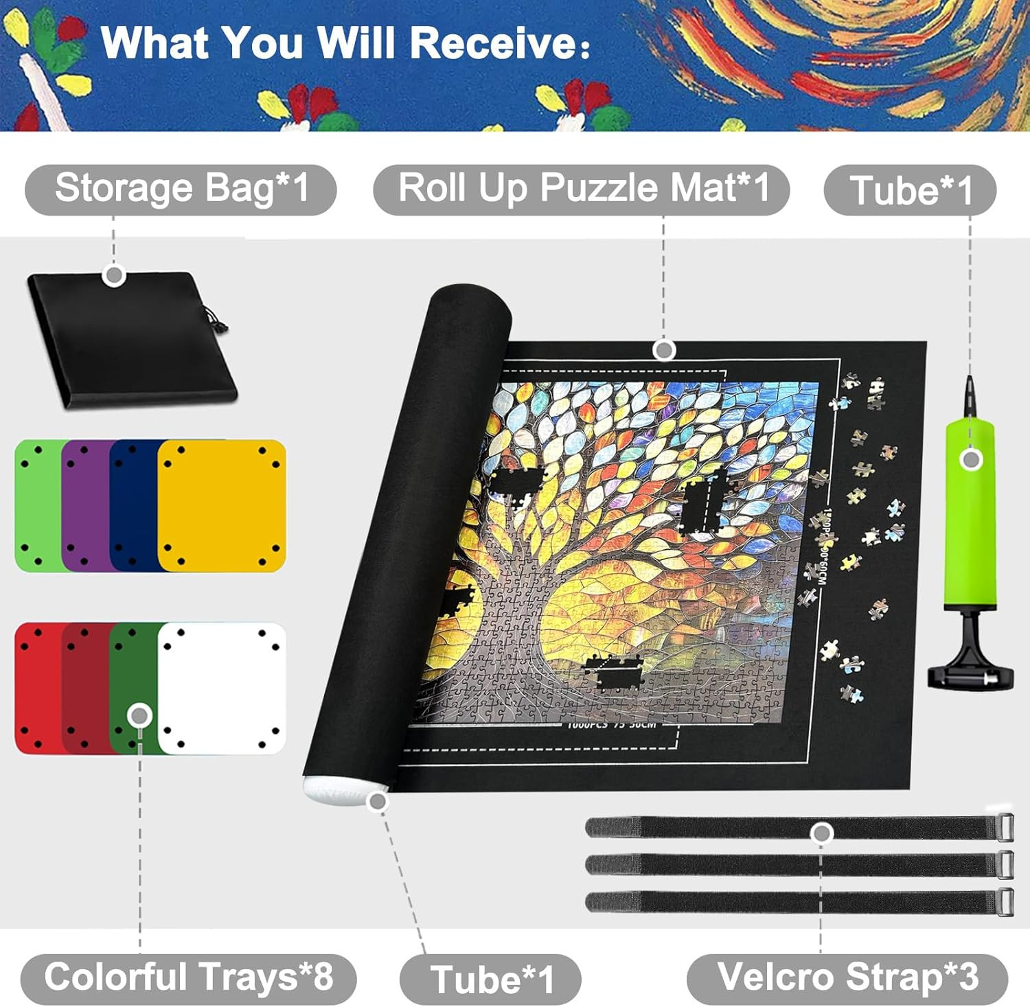 Puzzle Mat Rollup for Jigsaw Puzzles Storage Matt Roll up Puzzle Board Saver wit