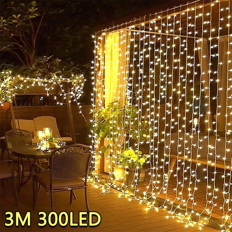 3M LED Curtain String Lights Fairy USB 8 Modes Garland for Christmas Wedding