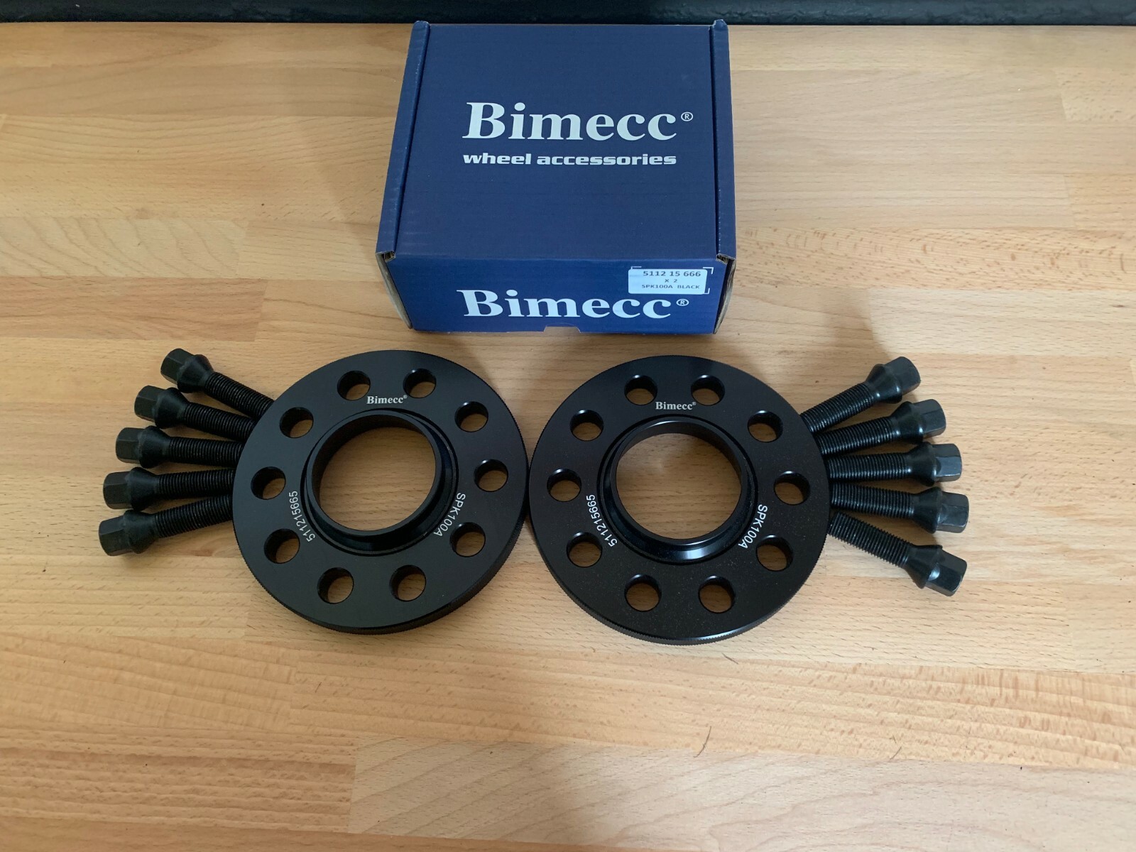 2 x 12mm VW Black Bimecc Hubcentric Wheel Spacers 5x100/112 57.1 Tapered Bolts