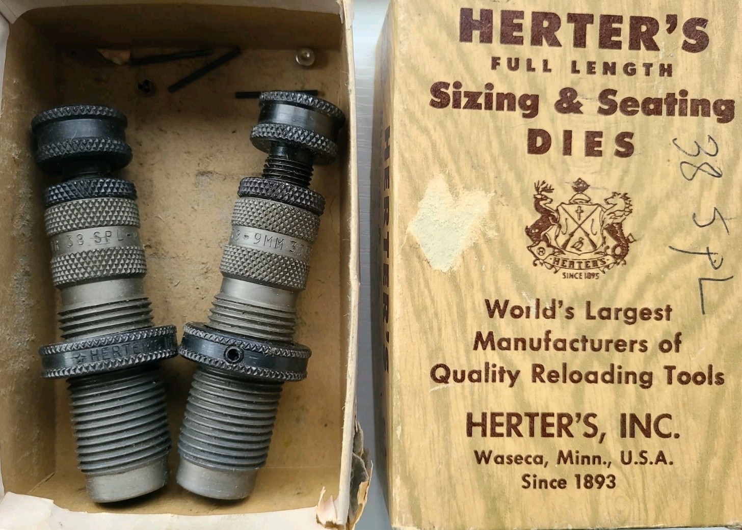 Herter's 38 Special Full Length Sizing & Seating Dies In Box  .38 SPL
