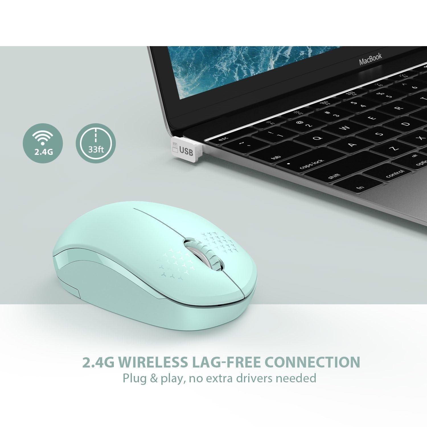seenda Wireless Mouse, 2.4G Noiseless Mouse with USB Receiver - Portable Comp...