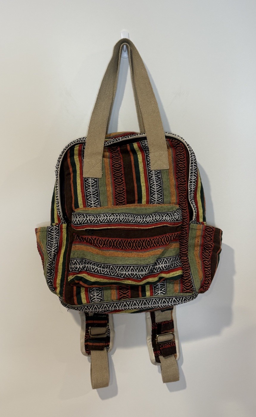Earthbound Trading Co Indian Woven Style Back Pack 15 x17” Hippie Granola Boho