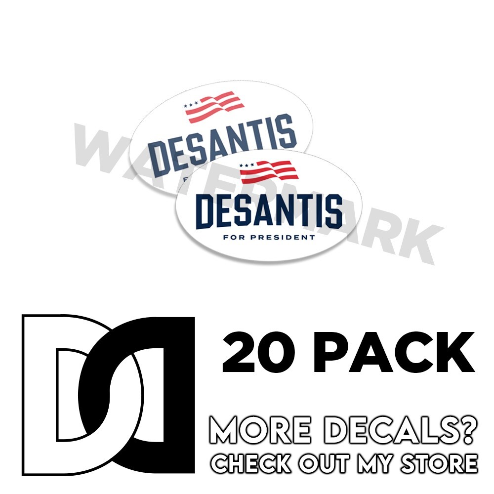 DeSantis For President OVAL Stickers White Decals - 2024 America 5x3 20 Pack