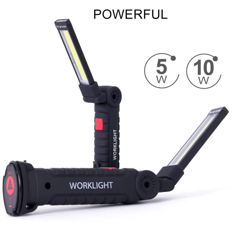 2x USB Rechargeable COB LED Work Light Magnetic Flashlight Hand Lamp Inspection