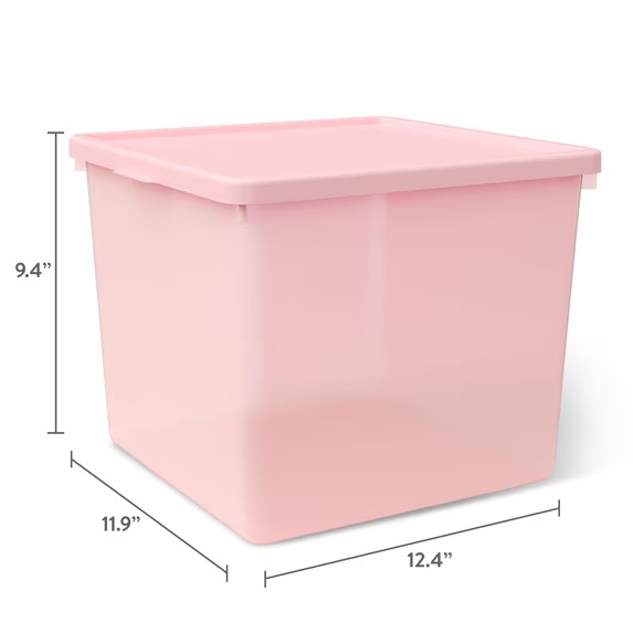 Mainstays Kids Pink Large Plastic Storage Bin with Lid