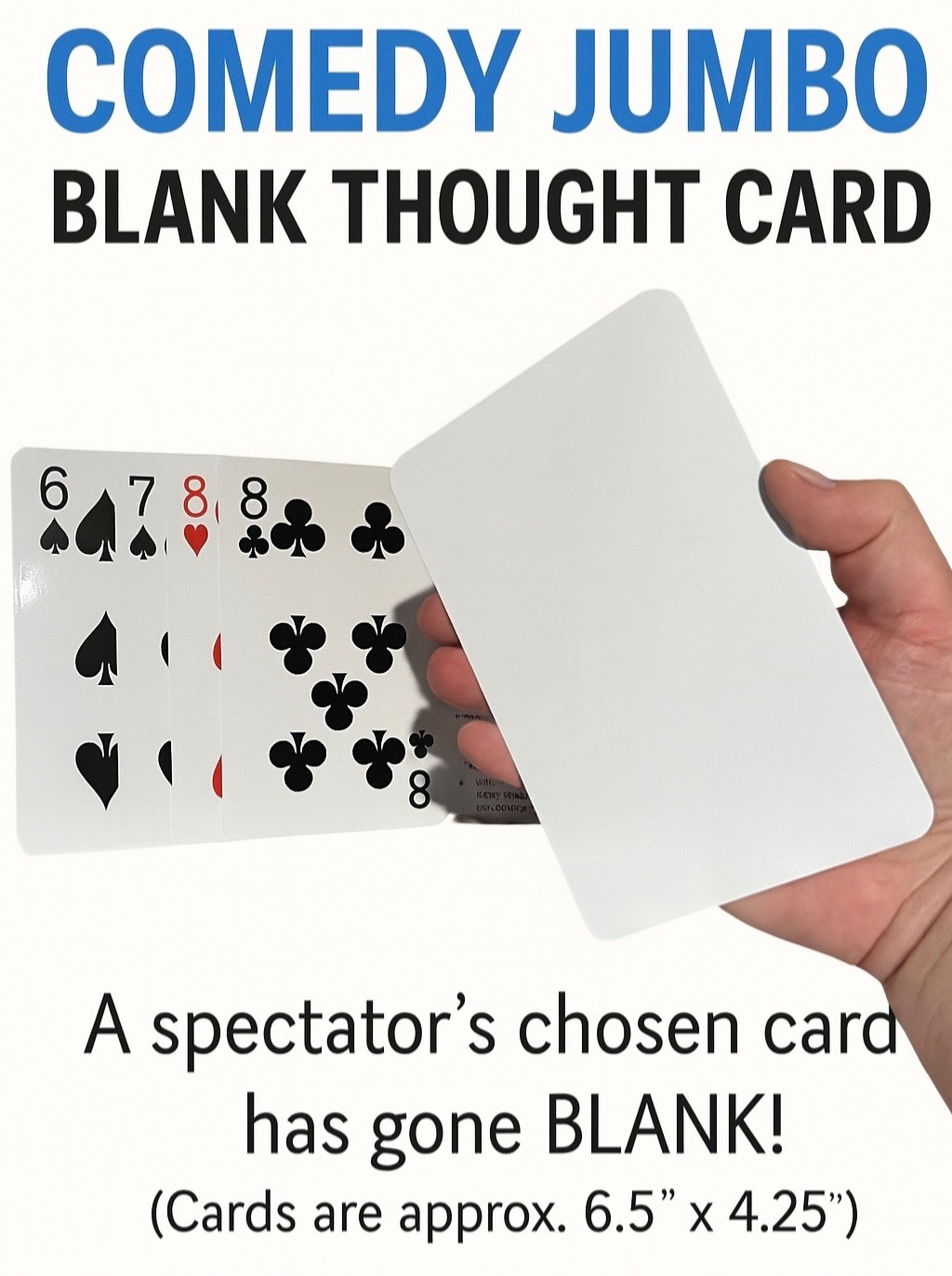 Comedy JUMBO BLANK THOUGHT Funny Mental Magic Playing Cards Trick Mind Gag Set