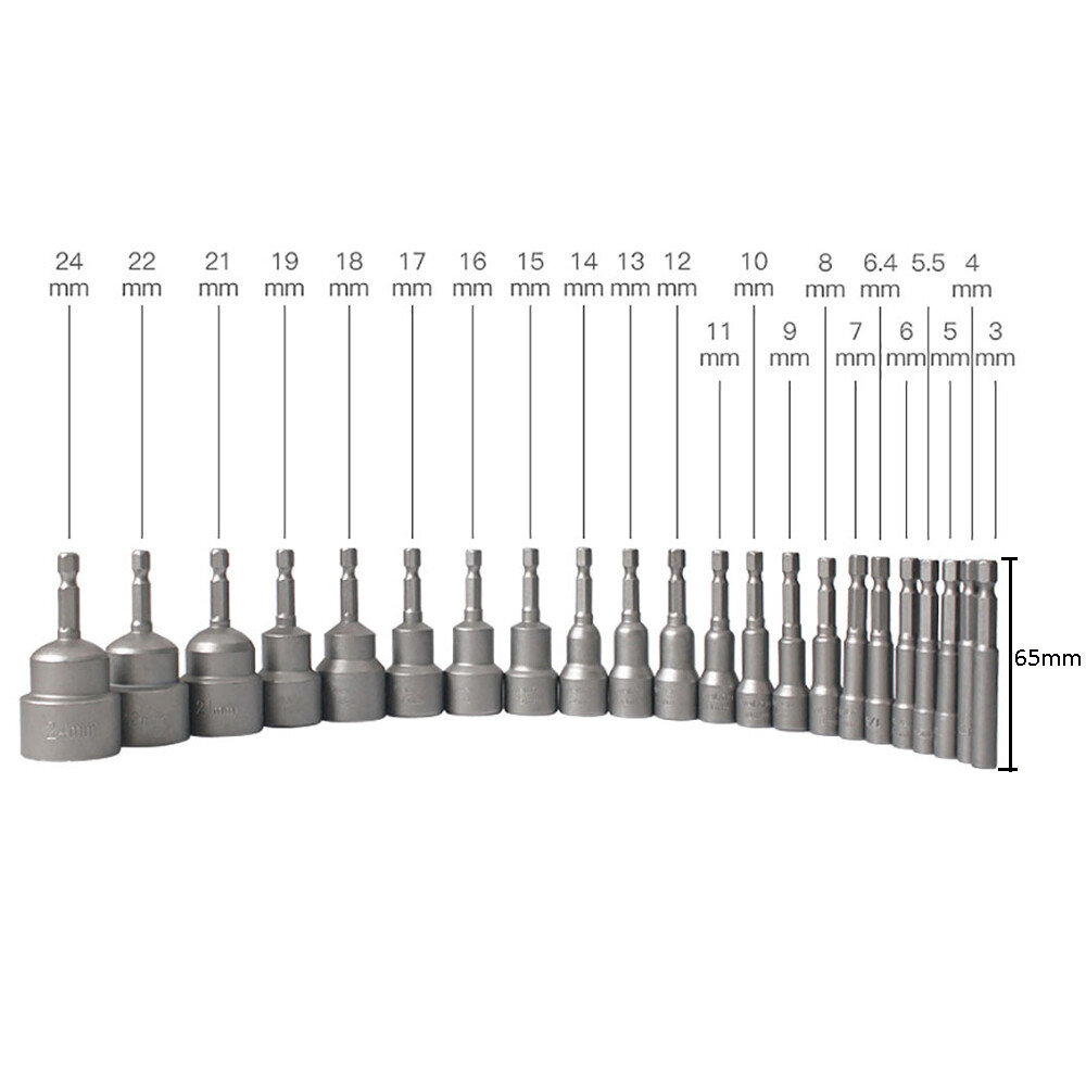 1/4" Metric Hex Magnetic Nut Driver Socket 6mm-24mm Extra Long Impact Drill Bits