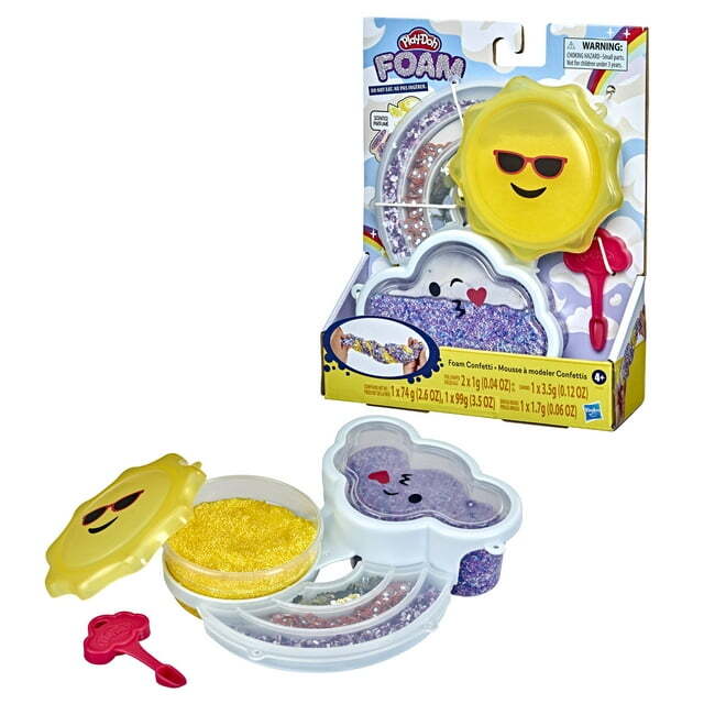 Play-Doh Foam Confetti Mixing Kit, Scented Toy Sunny Yellow and Cool Stormy