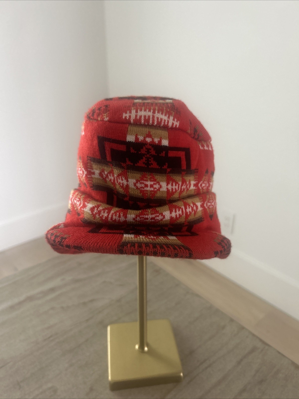 PEDLENTON 100%  MERINO WOOL  HAT RED/BLACK/TAN !!UNISEX!!