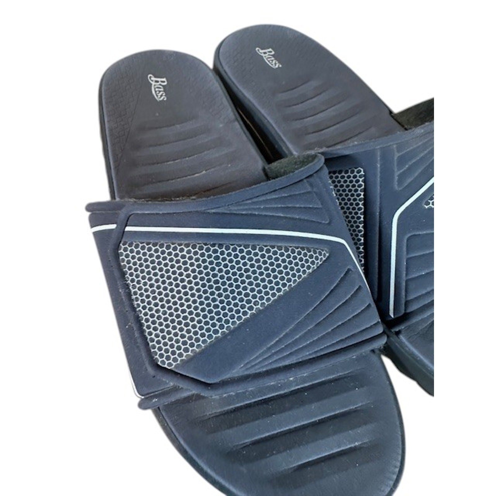 Bass Black Slip on Adjustable Front Summer Slides Men Sz 9
