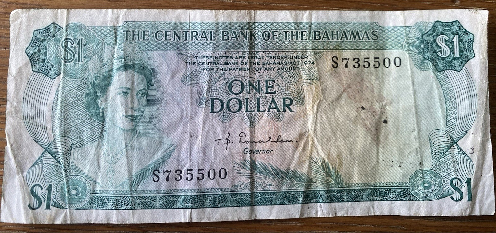 1974 Bahamas $1 Dollar P#35a1 S735500