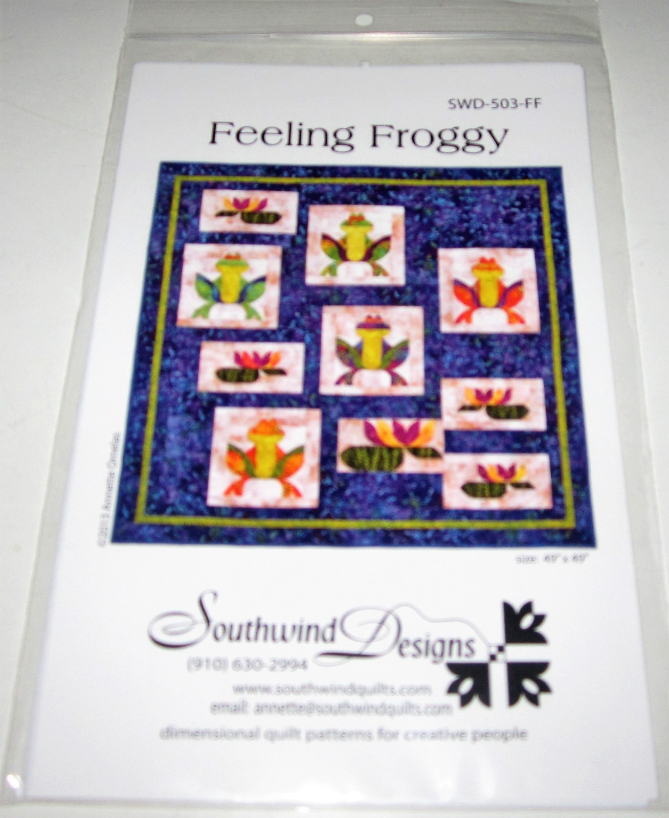 FEELING FROGGY Pieced Quilt Pattern with Colorful Frogs