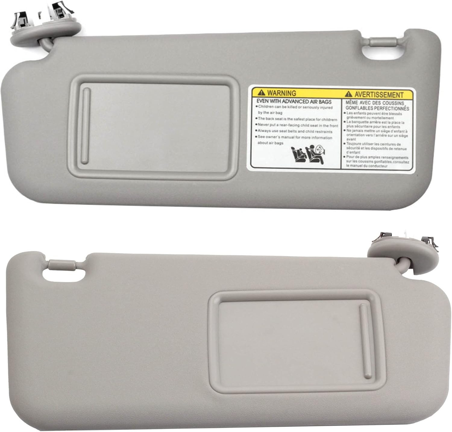 Gray Driver & Passenger Side Sun Visor with Light for Toyota RAV4 2006-2013