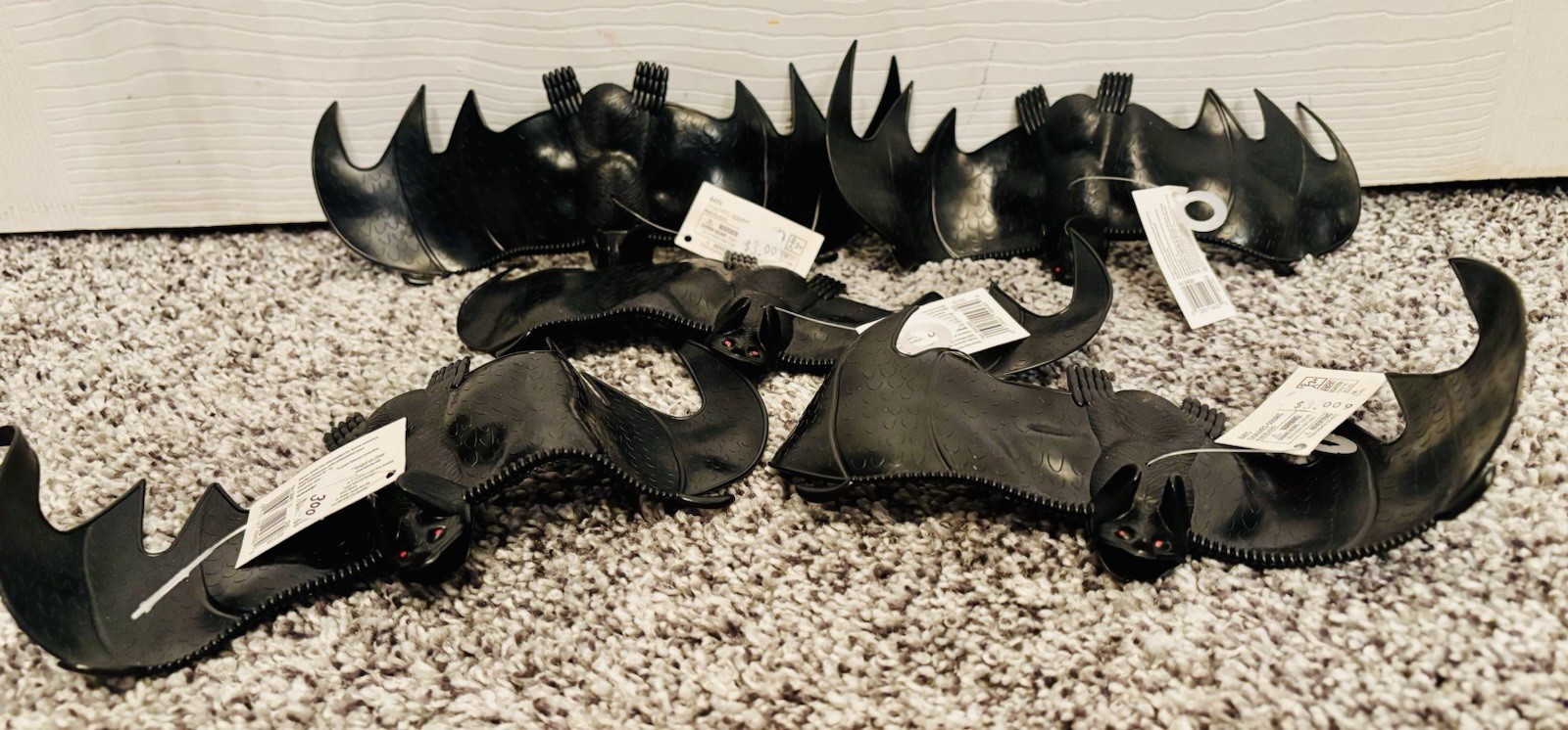 Rubber Bat Halloween Prop Decoration Set Lot of 5 Amscan