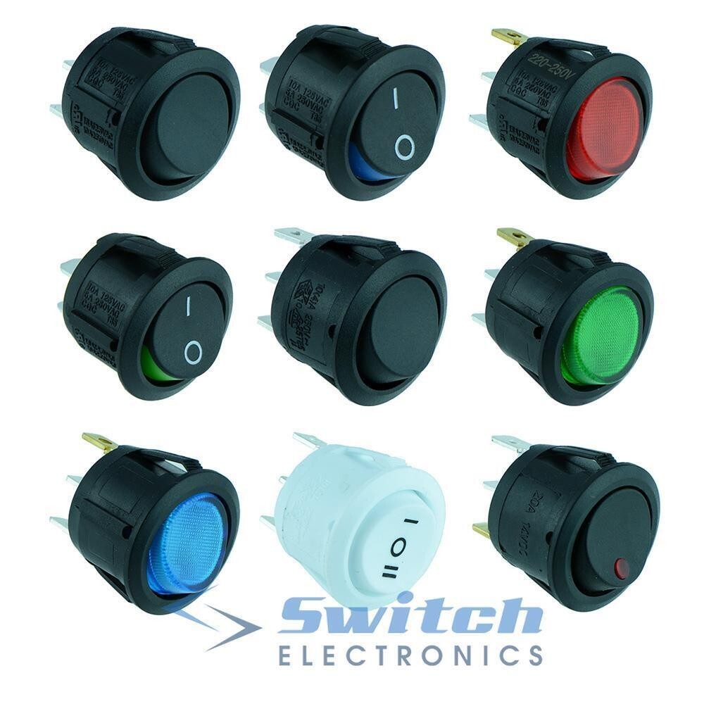 Round Rocker Switch Circular Automotive Auto illuminated 12V 230V