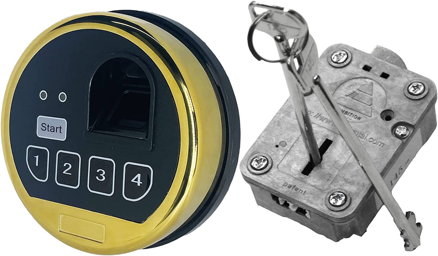 Fingerprint Safe Lock Gold Keyped Replace S&G Lock Right Swingbolt With 2 Keys