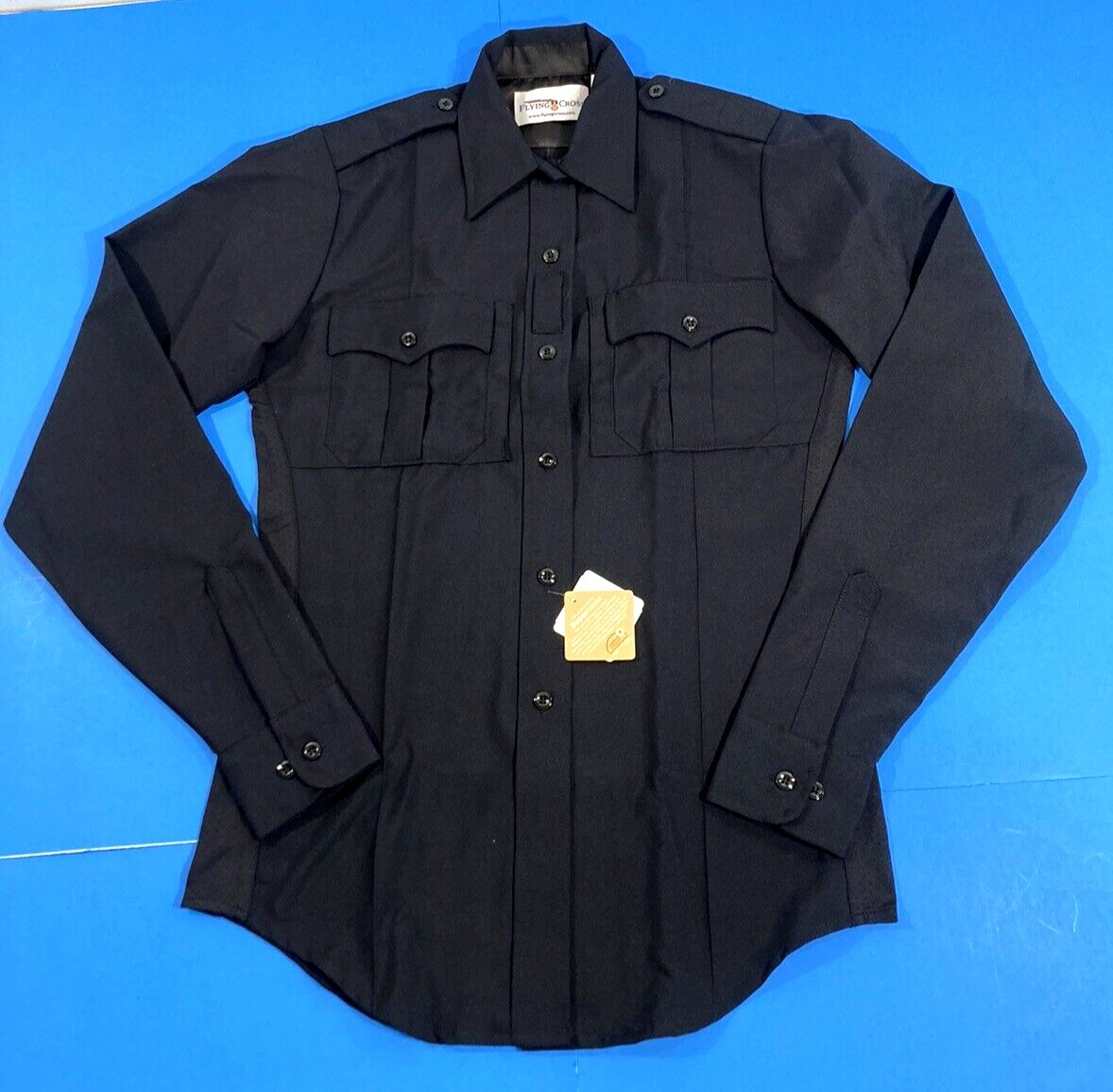 FLYING CROSS WOMENS JUSTICE POLY WOOL L/S ZIP FRONT SHIRT LA NAVY 38X36