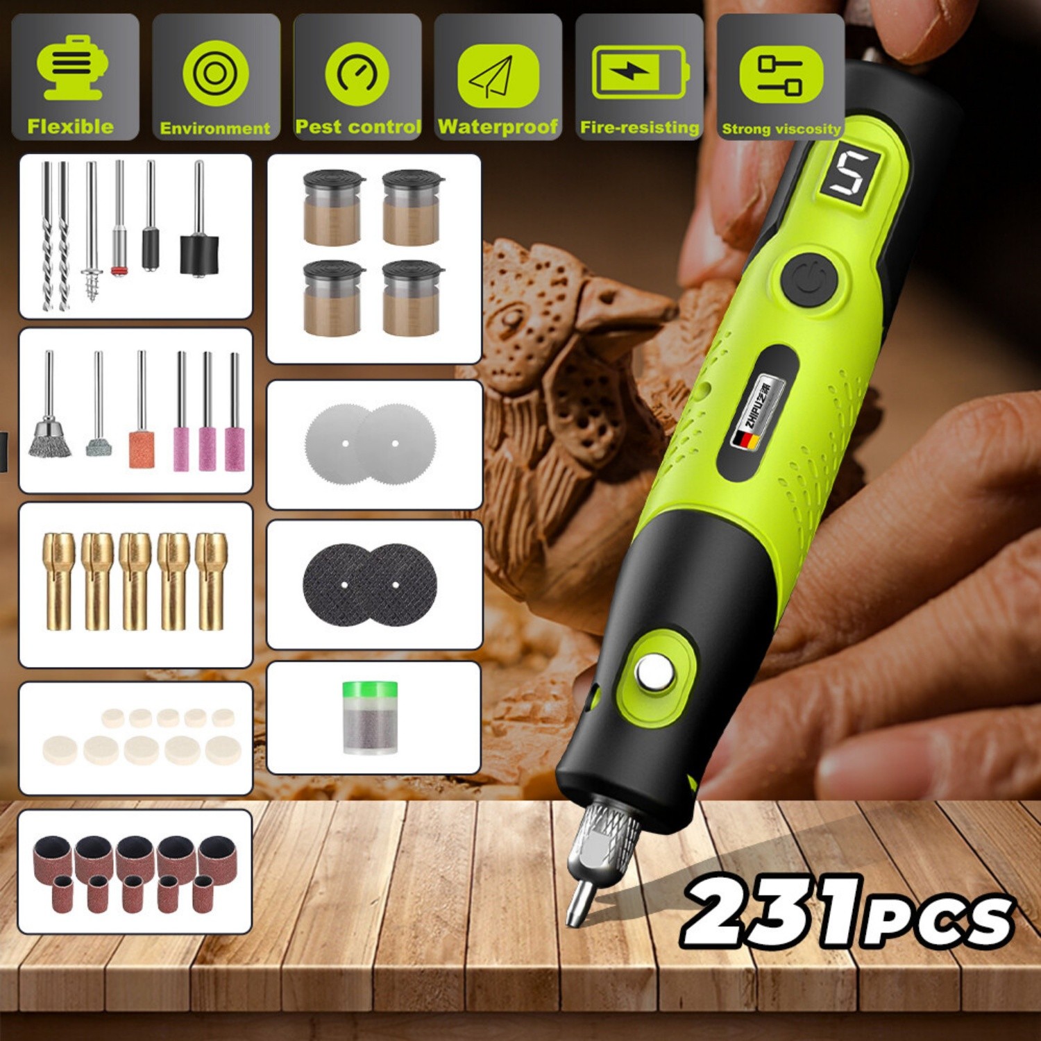 231PCS Electric Mini Drill Grinder Engraving Pen Rotary Tool Kits Rechargeable