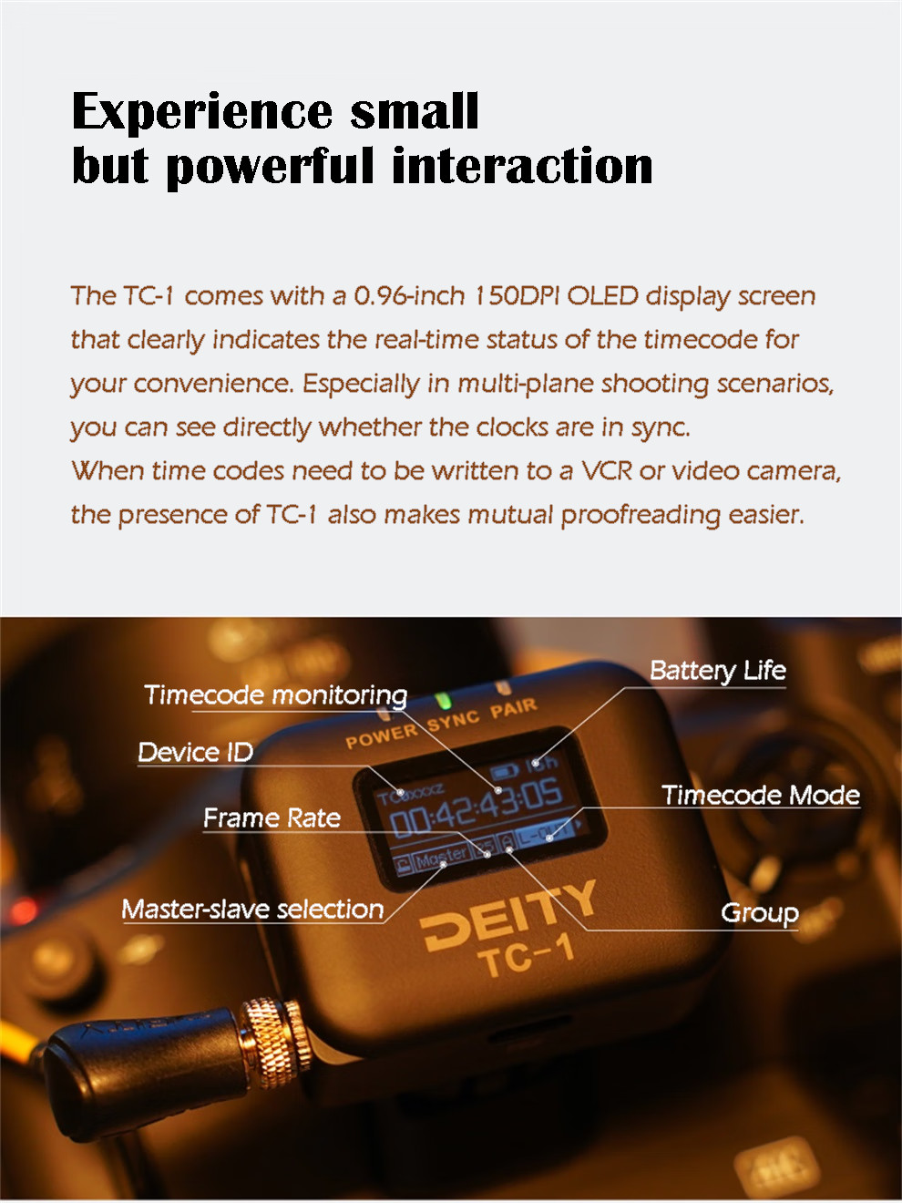 DEITY TC-1 Kit Wireless Timecode Box Generator Microphone Time Coder Recording